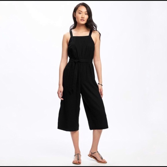 old navy black linen jumpsuit